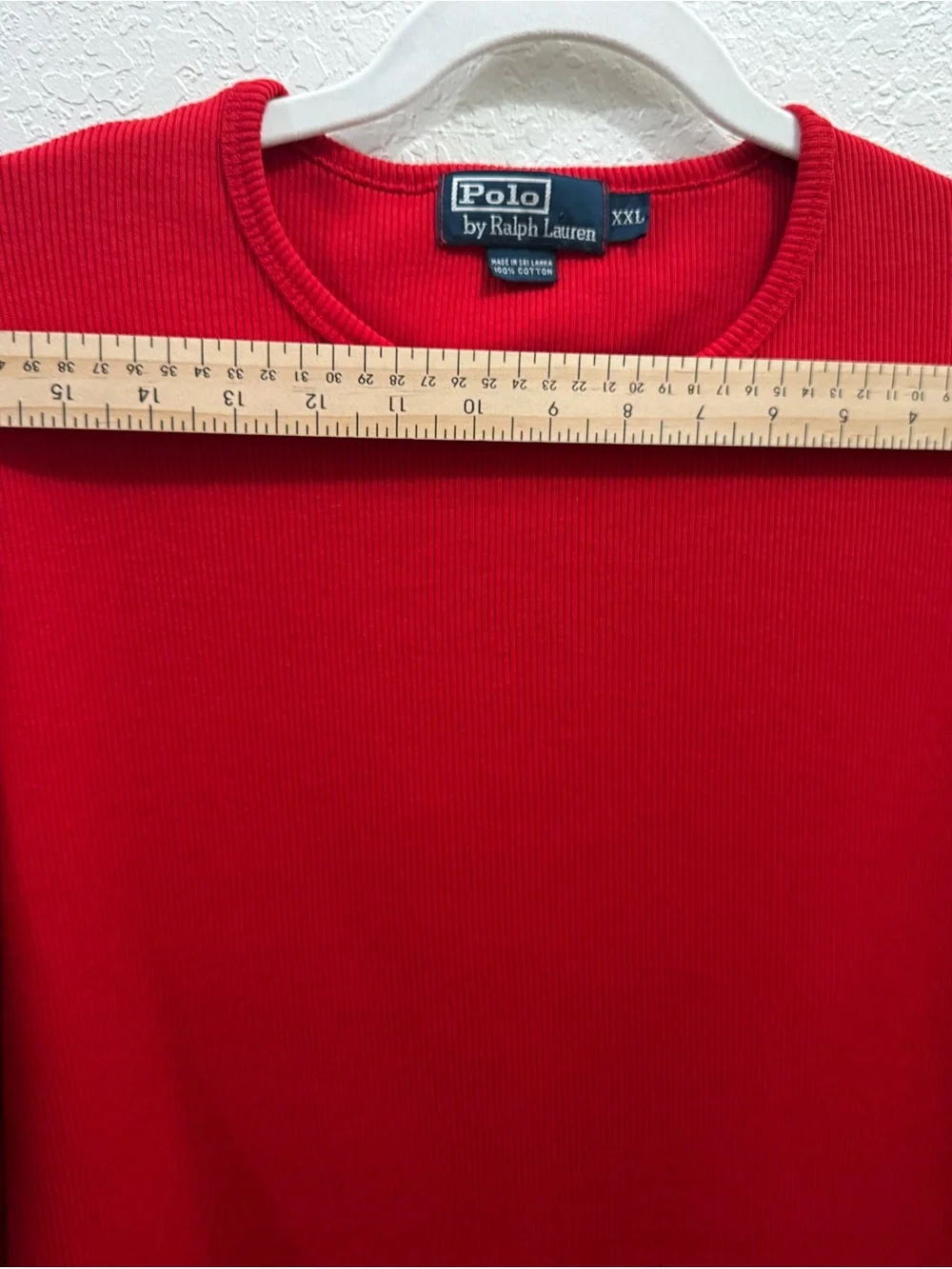 Lauren Ralph Lauren Short Sleeve Red Ribbed Knit Top Women’s Size Large 2XL